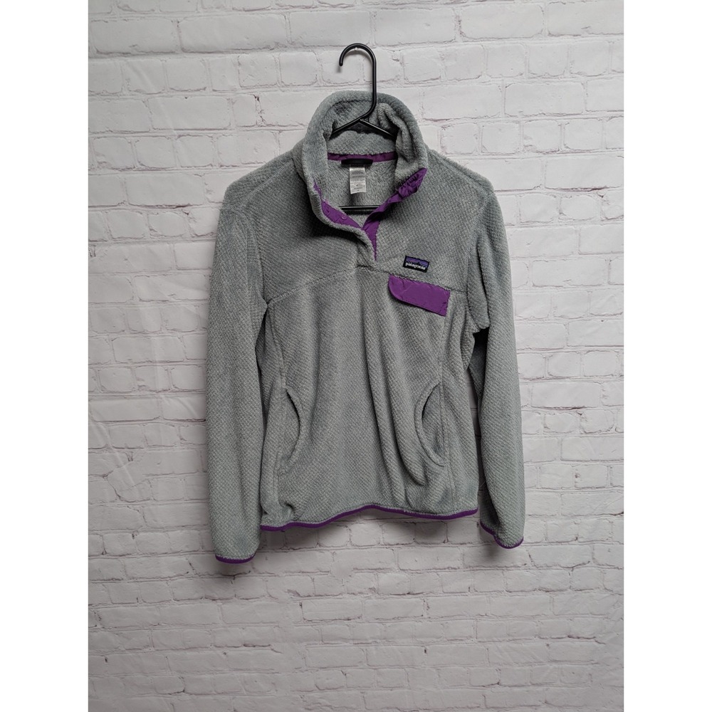 Patagonia Re-Tool Snap-T Fleece Pullover Gray Jacket Women's Med EUC 304